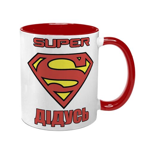 Чашка для Дідуся, червона з принтом - Super Дідусь 1.8.25-F фото