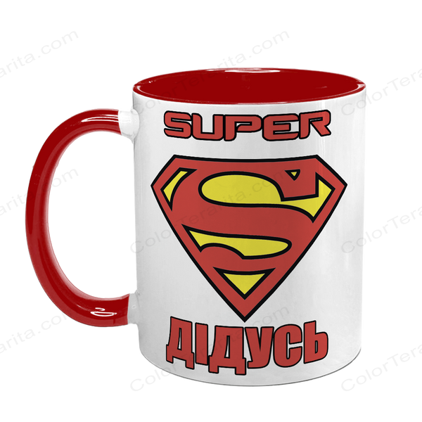 Чашка для Дідуся, червона з принтом - Super Дідусь 1.8.25-F фото
