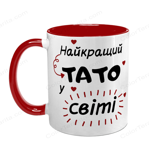 Чашка для Батька, червона з принтом: Тато №1 у світі 1.2.10-F фото