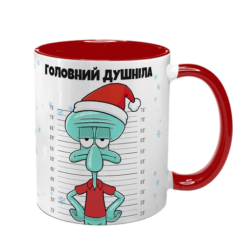 Чашка для душніли, червона з принтом - Головний Душніла (різдвяна серія) 6.4.36 фото
