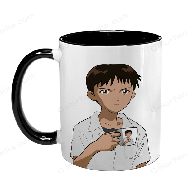 Чашка аніме, чорна з принтом - Ікарі Шінджі - Евангелион (Ikari Shinji) - Neon Genesis Evangelion Сіндзі, Синдзи 5.0.2.1 фото