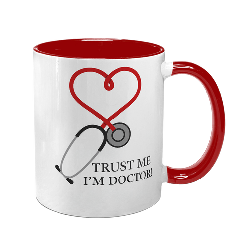 Чашка червона з принтом - Trust me i`m doctor 8.4.27 фото