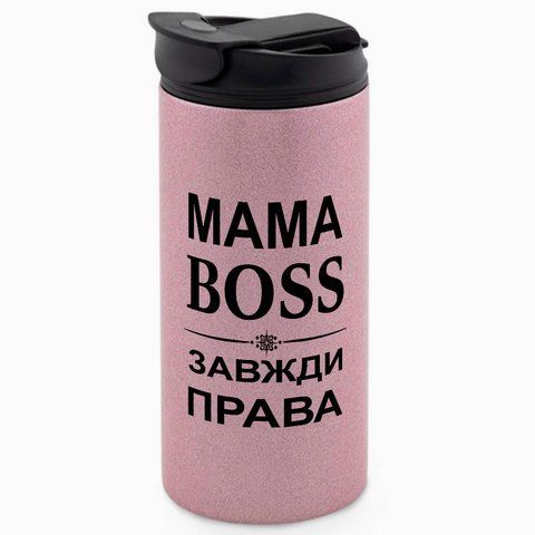 Термокружка для Мами, гліттер рожев. 450: Мама Boss 1.1.59-450GP фото