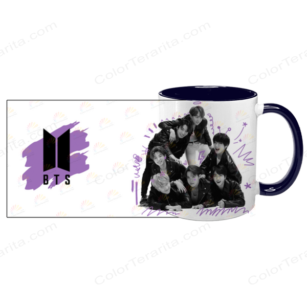 Чашка BTS, темно-синяя с принтом - k-pop 5.0.3.7 фото