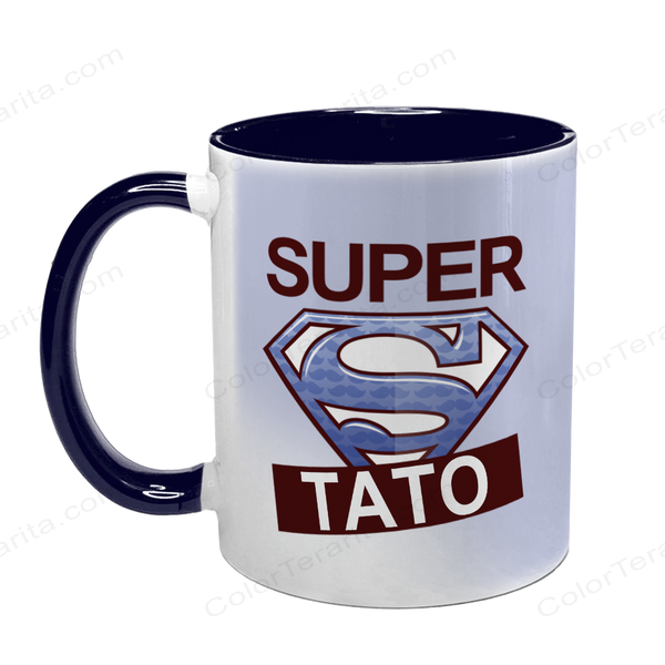 Чашка для Татка, темно-синя з принтом - SUPER Тато 1.2.33-F фото