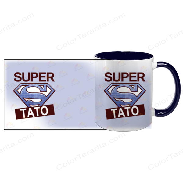 Чашка для Татка, темно-синя з принтом - SUPER Тато 1.2.33-F фото