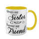 Чашка для Сестри, желтая с принтом - Always my Sister, Forever my Friend 1.11.39-F фото