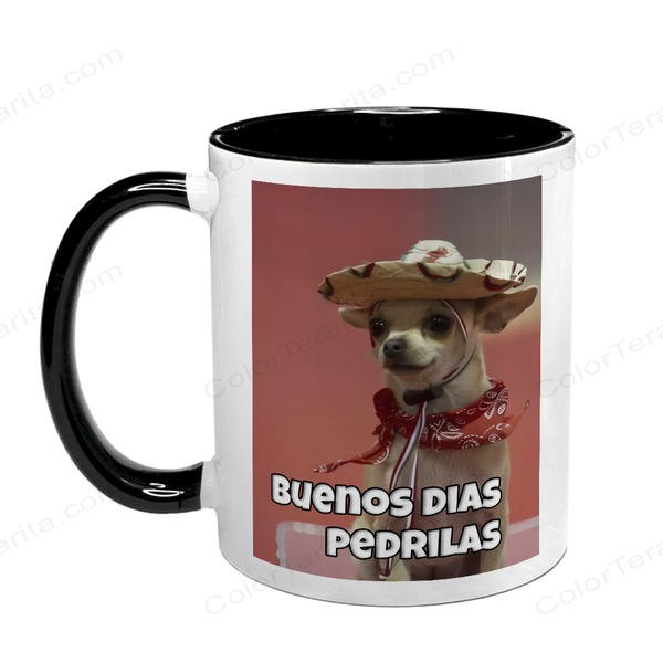 Чашка чорна з принтом - Buenos dias pedrilas 10.129 фото