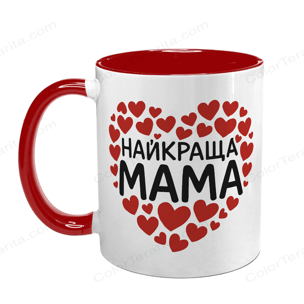 Чашка для Мамы, красная с принтом - Лучшая МАМА 1.1.68-F фото