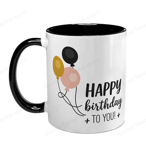 Чашка до Дня Народження, чорна з принтом - Happy Birthday to you 6.1.21 фото