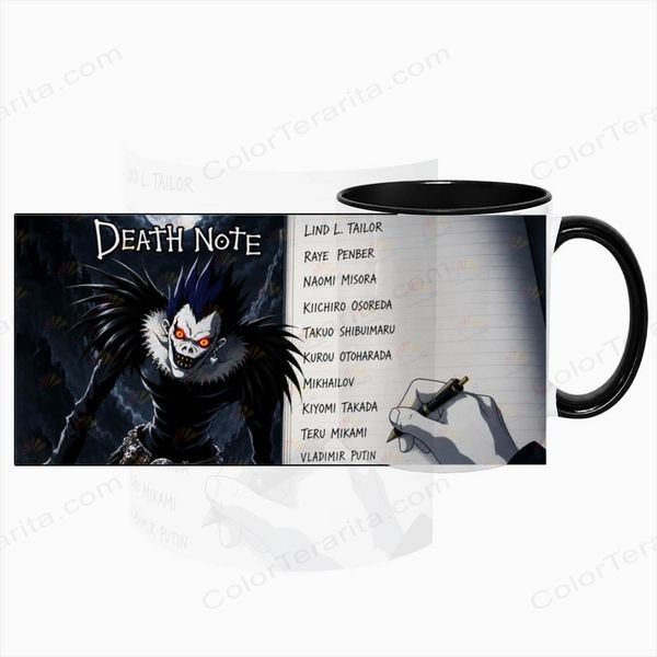Чашка аніме, чорна з принтом - Death Note 5.0.2.12-L фото