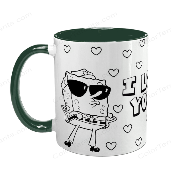 Чашка для Коханої, темно-зелена з принтом: I love you 2.1.58 фото