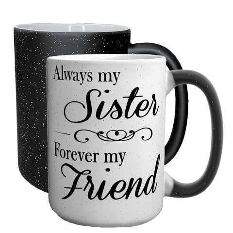 Кружка для Сестри, Хамелеон велика 420мл з блискітками з принтом - Always my Sister, Forever my Friend 1.11.39-F фото