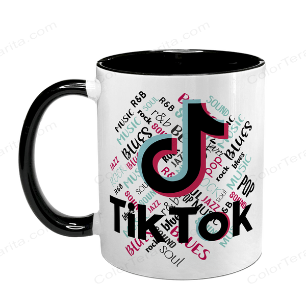 Чашка чорна з принтом - Тік Ток 5.20 фото