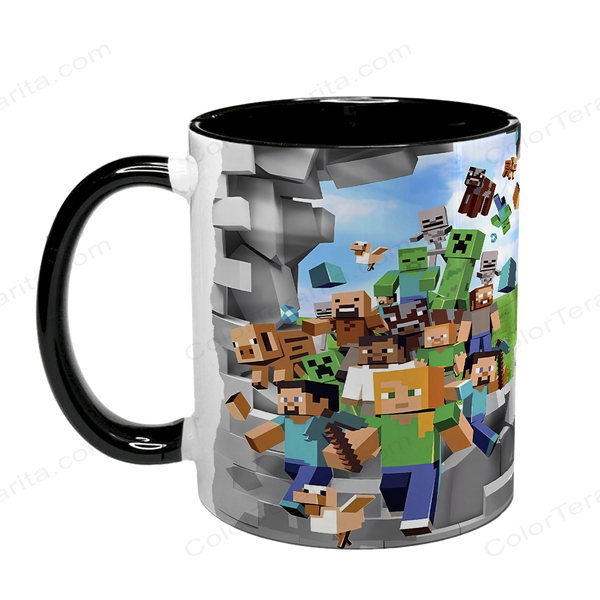 Чашка minecraft подарочная, черная с принтом - для подарка 5.0.4.12 фото