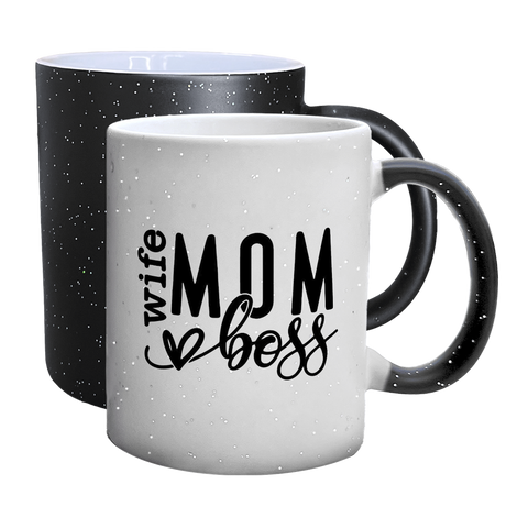 Чашка для Мамы, Хамелеон с блестками с принтом - Wife MOM boss (Жена Мама Босс) 1.1.65 фото