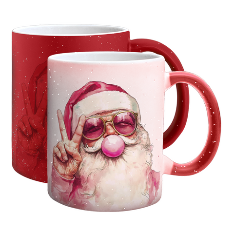 Чашка Хамелеон красный с блестками с принтом - Merry Christmas 6.4.56 фото