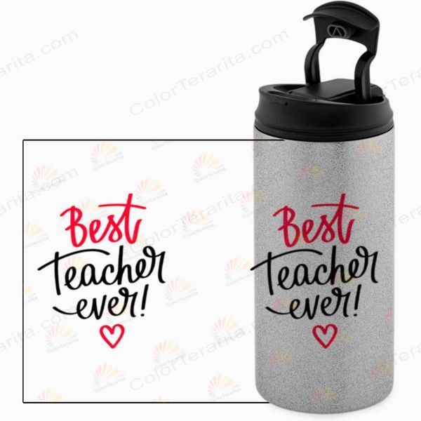 Термокружка для вчителя, гліттер сріб 450: best teacher 9.2.42-450GS фото