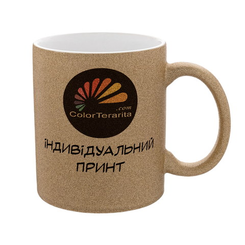 Чашка глиттер шампань с индивидуальным принтом 0.1.23 фото