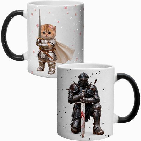 Парні чашки хамелеон принт: Киця і лицар Knight Kitten 3.1.40-P фото