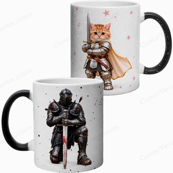 Парні чашки хамелеон принт: Киця і лицар Knight Kitten 3.1.40-P фото
