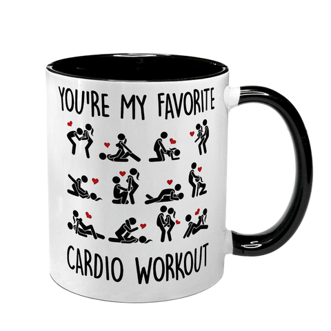 Чашка черная с принтом - You`re my favorite cardio workout 10.114 фото