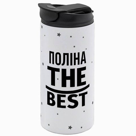 Термочашка именная, белая 450мл: ПОЛИНА THE BEST 7.1.14-450TW фото