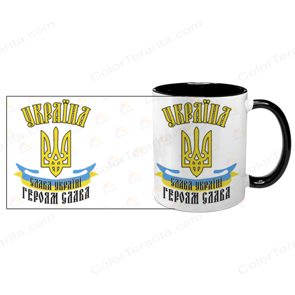 Чашка черная с принтом - Слава Украине! 4.7 фото