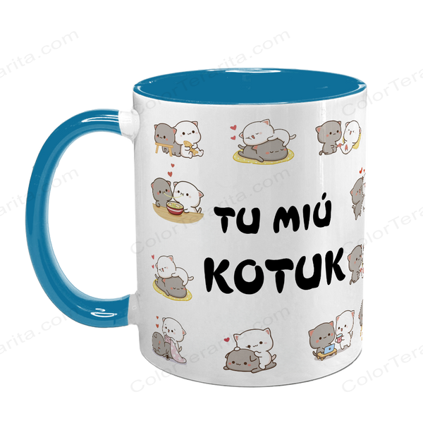 Чашка блакитна з принтом для Коханого: Ти мій котик 2.2.9 фото