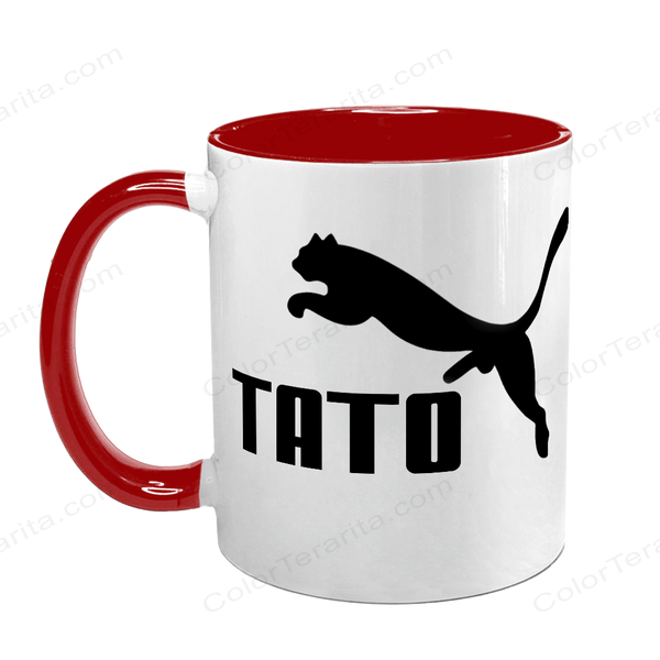 Чашка для Батька, червона з принтом: TATO (з пумою) 1.2.11 фото