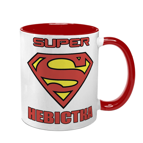 Чашка для Невестки, красная с принтом - Super Невестка 1.19.22-F фото