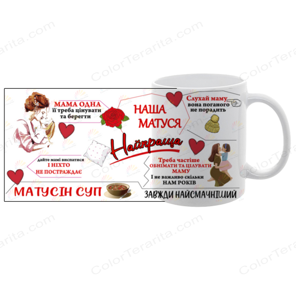 Чашка для Мами, біла з принтом: Матуся найкраща 1.1.33 фото