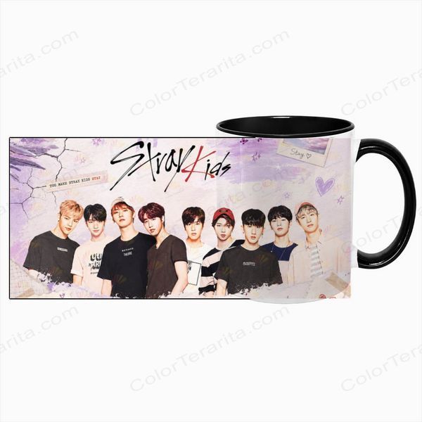 Чашка Stray Kids, черная с принтом - k-pop 5.0.3.6 фото
