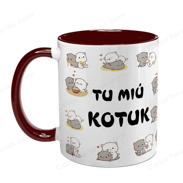 Чашка бордова з принтом для Коханого: Ти мій котик 2.2.9 фото