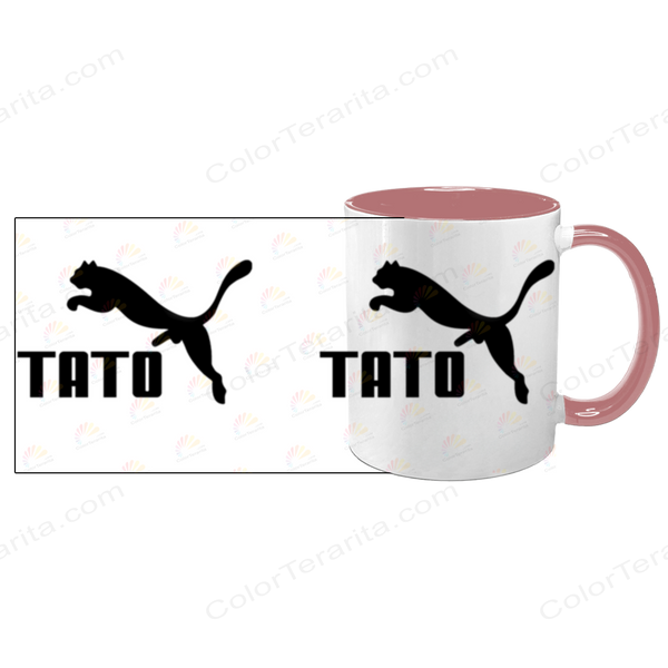 Чашка для Батька, рожева з принтом: TATO (з пумою) 1.2.11 фото