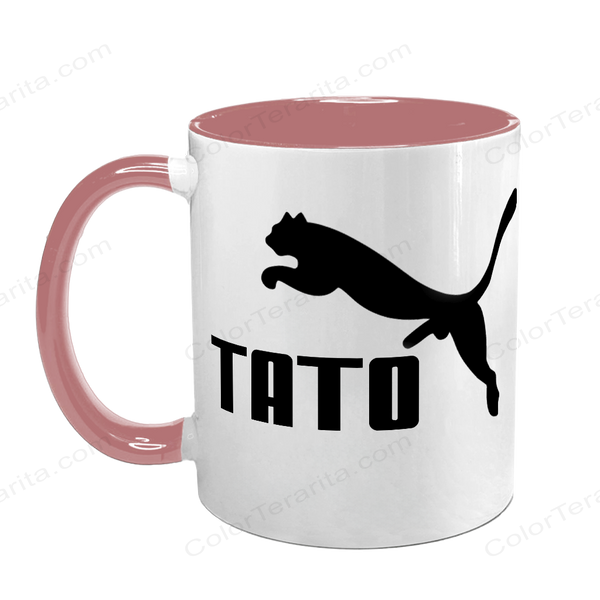 Чашка для Батька, рожева з принтом: TATO (з пумою) 1.2.11 фото