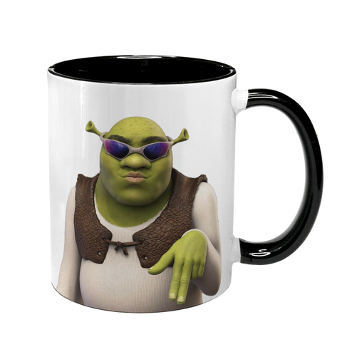 Чашка чорна з принтом - Шрек ( Shrek ) 5.61 фото