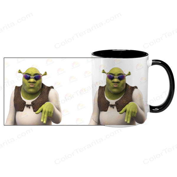 Чашка чорна з принтом - Шрек ( Shrek ) 5.61 фото