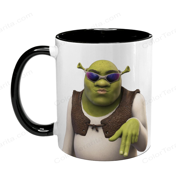 Чашка чорна з принтом - Шрек ( Shrek ) 5.61 фото