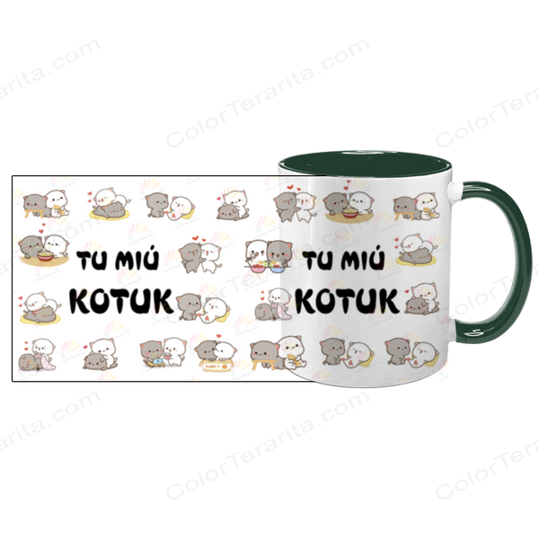 Чашка темно-зелена з принтом для Коханого: Ти мій котик 2.2.9 фото