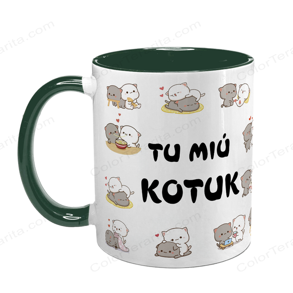 Чашка темно-зелена з принтом для Коханого: Ти мій котик 2.2.9 фото