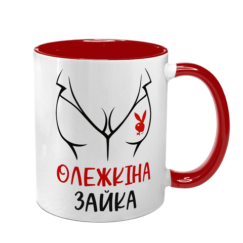 Чашка красная с принтом - Олежкина зайка (Ваше имя) 10.96 фото