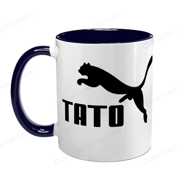 Чашка для Тата, темно-синя з принтом: TATO (з пумою) 1.2.11 фото