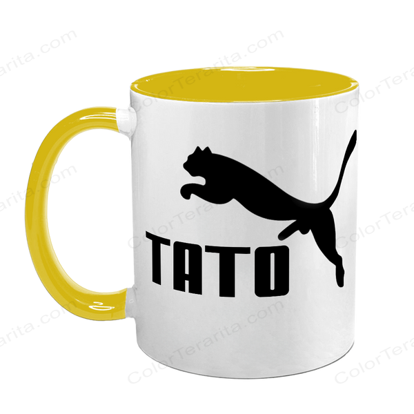 Чашка для Татуся, жовта з принтом: TATO (з пумою) 1.2.11 фото