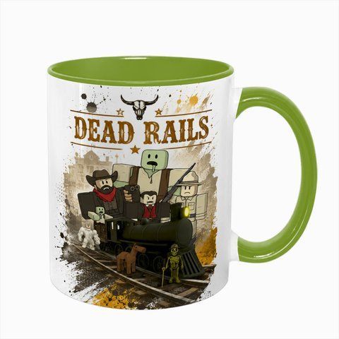 Чашка Roblox, салатовая с принтом - DEAD RAILS ( Мертвые рельсы) 5.0.5.13 фото