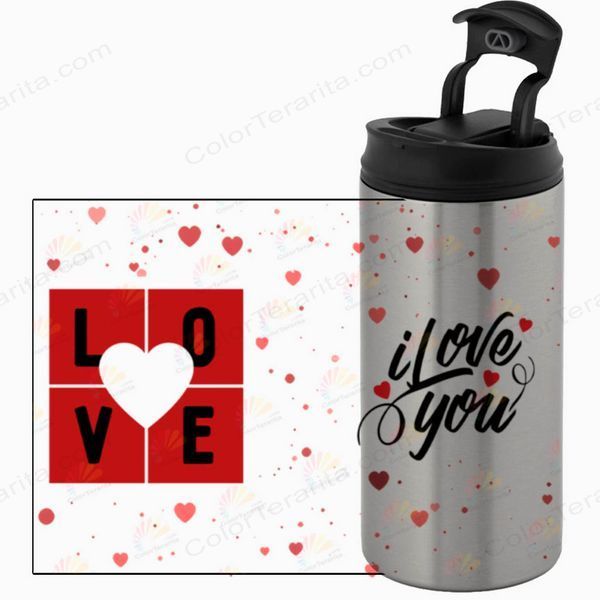 Термокружка для Коханих, металік 450мл: I Love You-LOVE 2.3.21-450TM фото