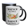 Чашка для Мамы, Хамелеон с блестками с принтом - Мамочке-Бабушке с цветочным мотивом 1.1.47 фото