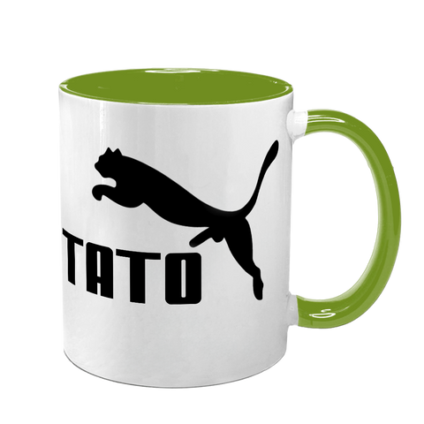 Чашка для Батька, салатова з принтом: TATO (з пумою) 1.2.11 фото