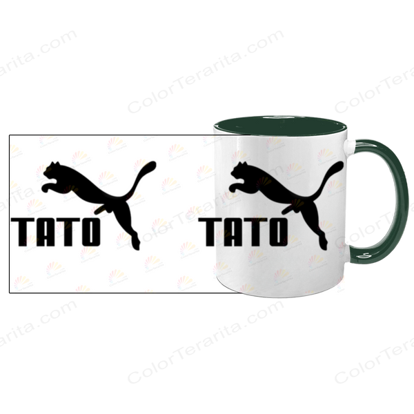 Чашка для Тата, темно-зелена з принтом: TATO (з пумою) 1.2.11 фото