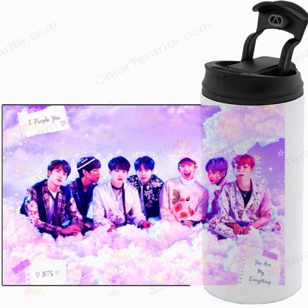 Термокружка BTS, біла 450мл FULL: K-pop BTS 5.0.3.9-450TW-FULL фото
